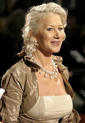 Helen Mirren in a gold outfit at the British Academy Film Awards in London in 2007.